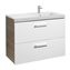 Mueble 90cm dos cajones Blanco/Fresno Prisma Roca