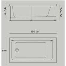 Bañera Jazz S encastrada 150x80 cm con estructura b10