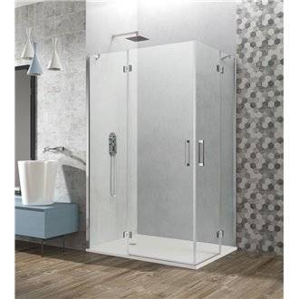 Mampara angular 2 fijos+2 abatibles GLASS GME