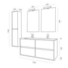 Mueble doble 120cm Roble Eternity Noja Salgar 