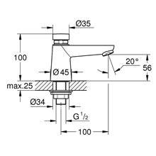 Grifo de lavabo temporizado Grohe Euroeco Cosmopolitan T
