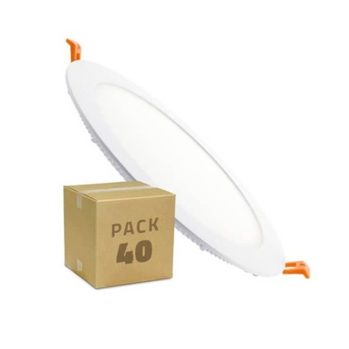 Pack x40 Placa LED circular &Oslash;22'5x2cm 18W