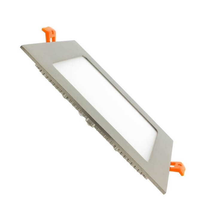 Placa LED cuadrada ultrafina 17'2x17'2cm 12W plata