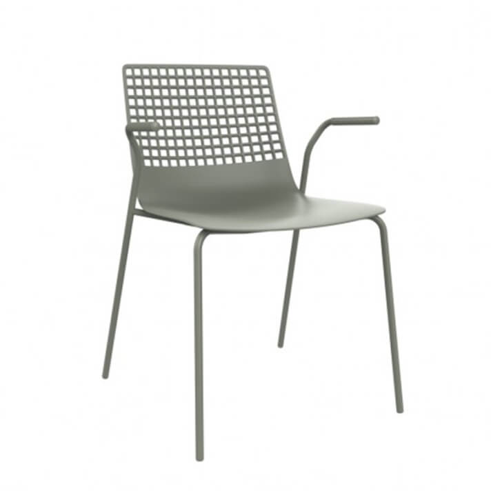 Pack de 2 sillas con brazos gris verdoso Wire Resol