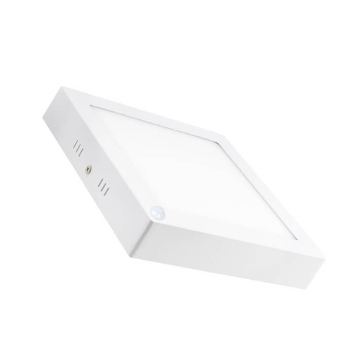 Plaf&oacute;n LED detector presencia 22'5x22'5x4cm blanco