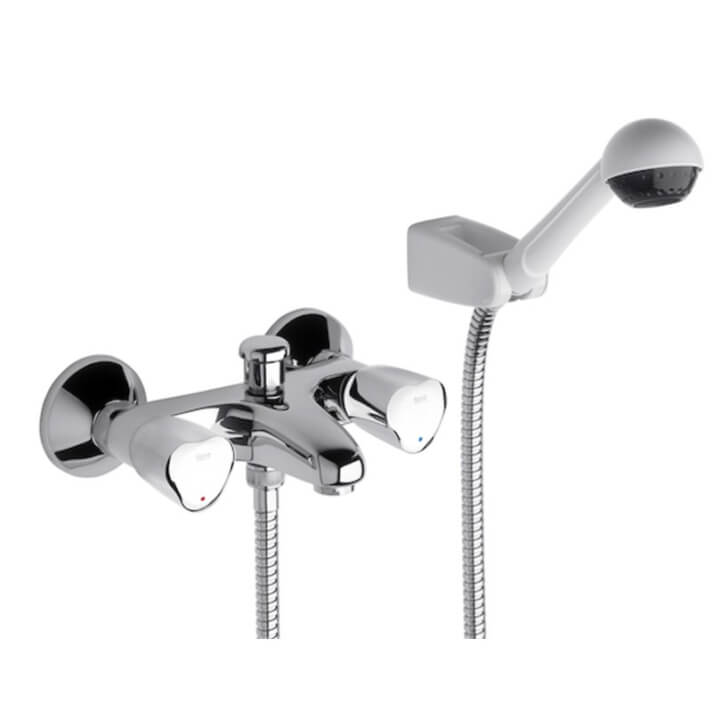 Conjunto grifo ba&ntilde;o-ducha exterior con inversor Brava Roca