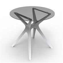 Mesa blanca cristal VELA S Ø80 de Resol
