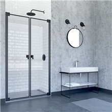 Mampara frontal 2 abatibles DOHA BLACK Doccia