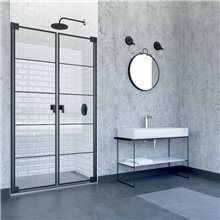 Mampara frontal 2 abatibles DOHA BLACK5 Doccia