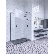 Mampara angular 1 abatible+2fijos SURIN BLACK Doccia