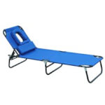 Tumbona Azul con almohada facial Outsunny