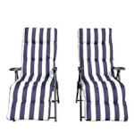 Juego de 2 sillas tumbonas Blanco y Azul Outsunny