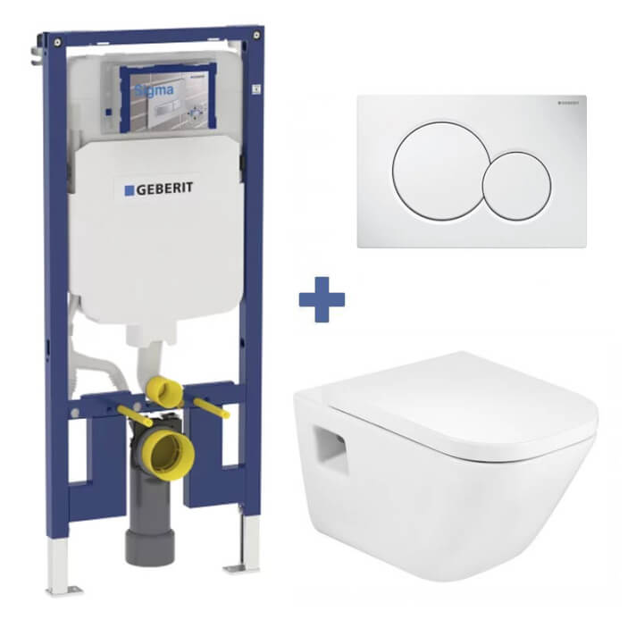 Pack inodoro The Gap Roca y cisterna Geberit DUOFIX 8 cm