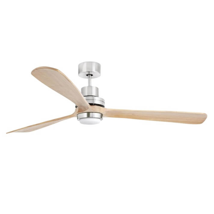 Ventilador níquel mate palas pino con luz LANTAU-G de Faro