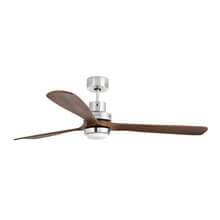 Ventilador níquel mate palas nogal oscuro con luz LANTAU-G de Faro