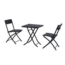 Juego de 2 sillas y mesa Ratán negro Outsunny