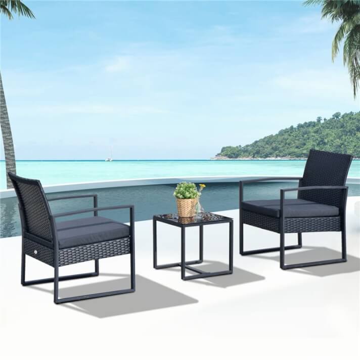 Conjunto de 2 sillones y mesa Rat&aacute;n Outsunny