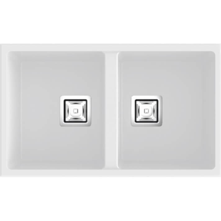 Fregadero de 2 cubas Blanco 75 x 45cm Zie Poalgi