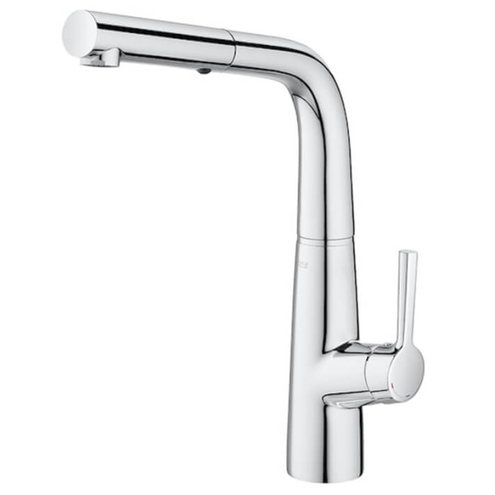 Grifo monomando de cocina ca&ntilde;o giratorio extra&iacute;ble Syra Roca
