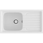 Fregadero de 1 cuba con escurridor Blanco 80 x 44cm Topacio Basic Poalgi