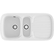 Fregadero de 2 cubas con escurridor Blanco 97,5 x 50,5cm Opalo Basic Poalgi 