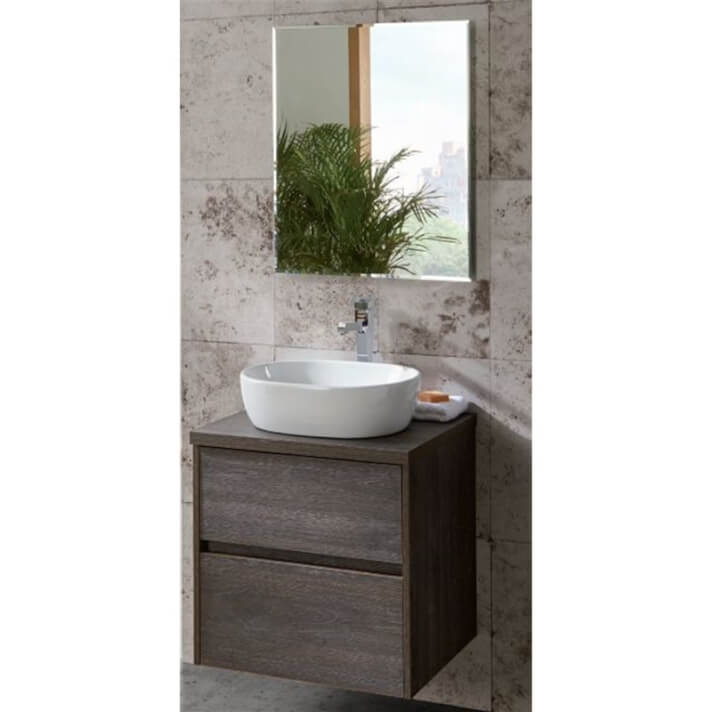 Pack mueble con 2 cajones lavabo sobreencimera y espejo DECO LINE Sanchis