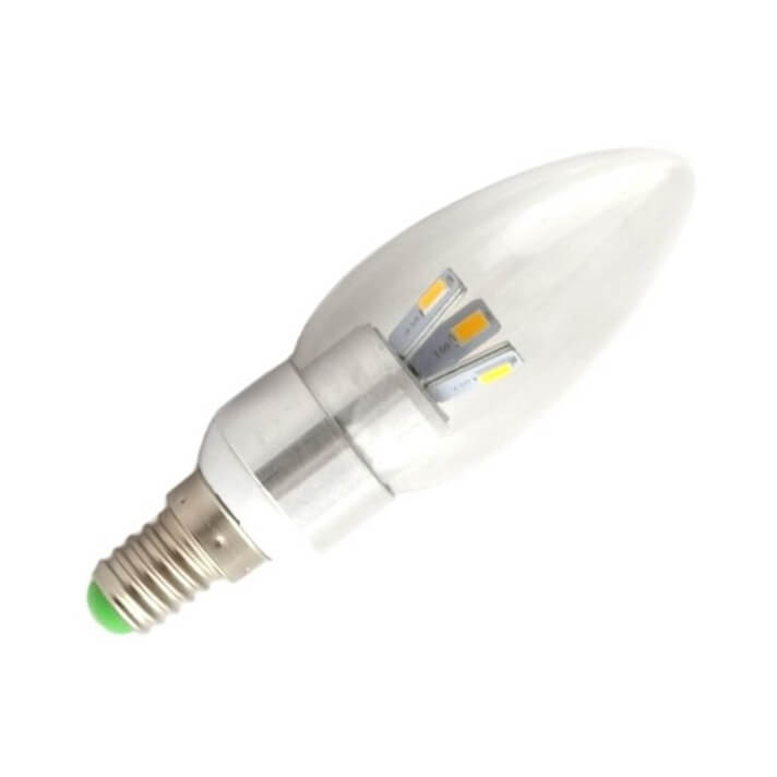 Bombilla LED vela de 3W E14 Plata