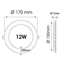 Panel Downlight redondo de 12W