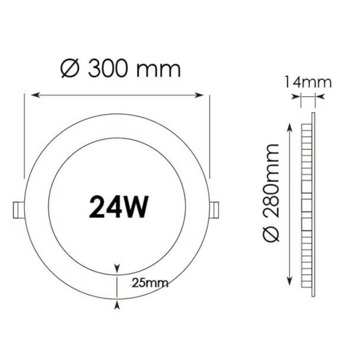 Panel Downlight redondo de 24W