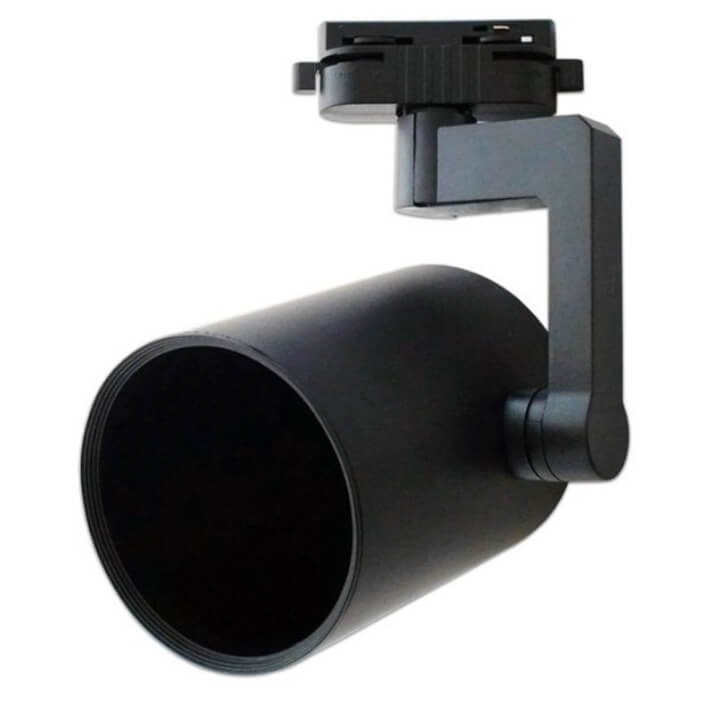 Foco carril cil&iacute;ndrico E27 negro