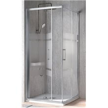 Mampara angular 2 puertas 1 plegable y 1 corredera decorado TR705+ TR707 Kassandra