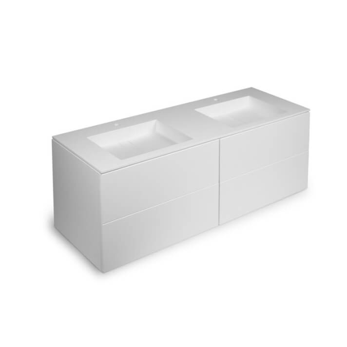 Mueble 4 cajones con lavabo de 2 senos 160cm acabado brillo Block COSMIC