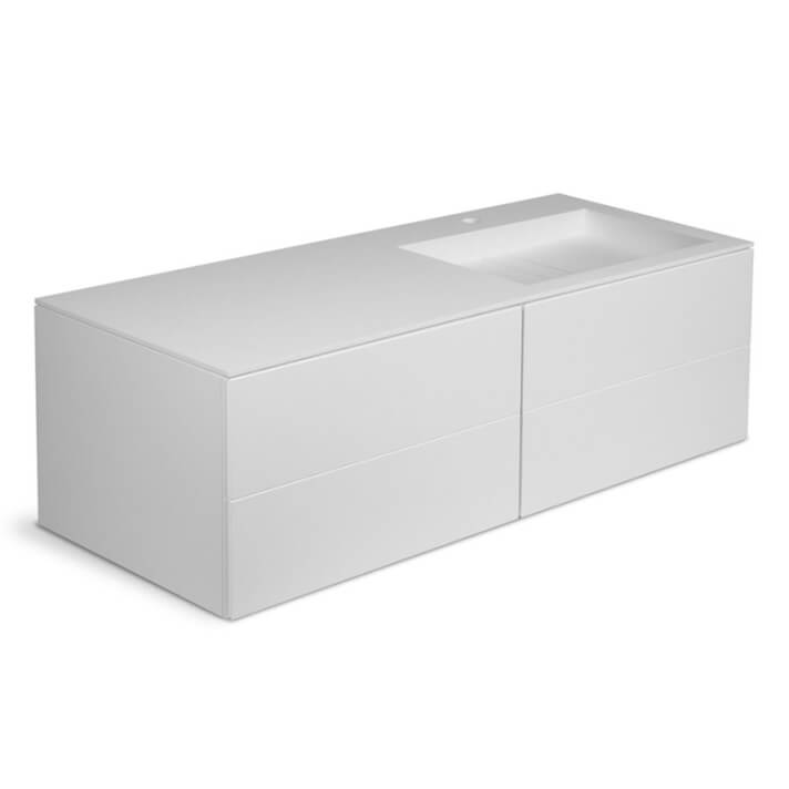 Mueble 4 cajones con lavabo derecha 160cm acabado mate Block COSMIC