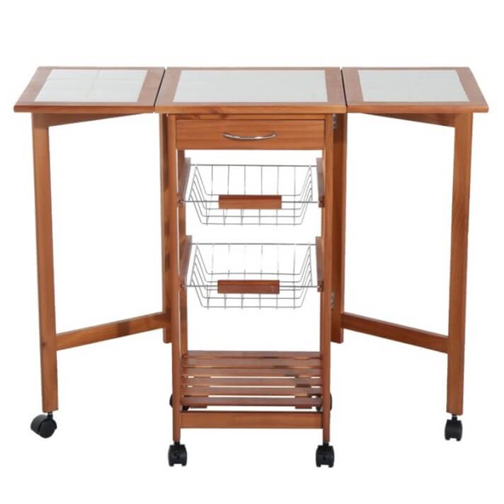 Carro de cocina extensible madera 