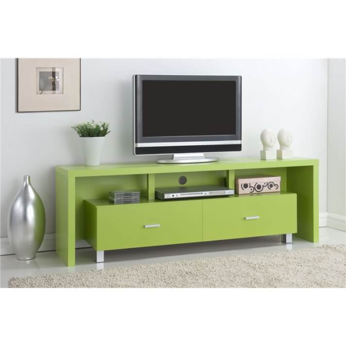 Mueble de televis&oacute;n 2 cajones verde Iberodepot