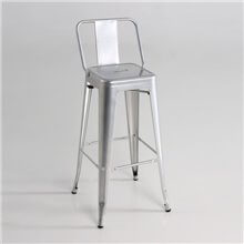 Taburete industrial alto respaldo plata IberoDepot
