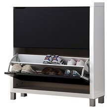 Zapatero KUBOX 2 puertas blanco y negro Iberodepot
