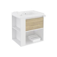 Mueble con lavabo resina 60cm Blanco-Roble nature/Blanco B-Smart BATH+
