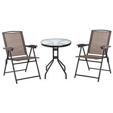 Conjunto de mesa y 2 sillas de textilene y acero Outsunny