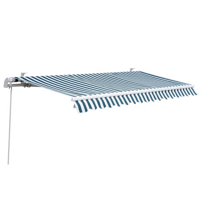 Toldo de pared plegable verde y blanco Outsunny