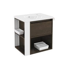 Mueble con lavabo porcelana 60cm Roble chocolate/Blanco B-Smart BATH+