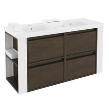 Mueble con lavabos resina 120cm Roble chocolate/Blanco 4 cajones B-Smart BATH+