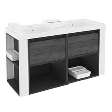 Mueble con lavabos resina 120cm Antracita-Frontal pizarra nature/Blanco B-Smart BATH+