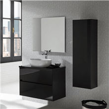 Pack mueble de baño negro y lavabo Glass Line Sanchis