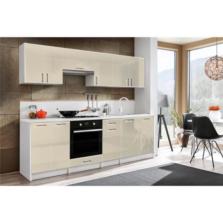 Cocina 240cm ecru brillo Eliza Tarraco