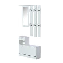 Mueble de recibidor blanco con espejo HomCom