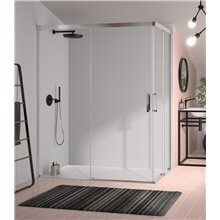 Mampara angular 2 puertas correderas plata alto brillo Bora Kassandra