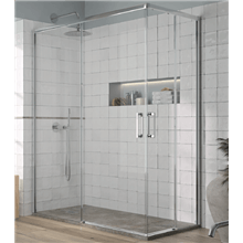 Mampara angular 2 puertas correderas plata alto brillo Yoko Kassandra