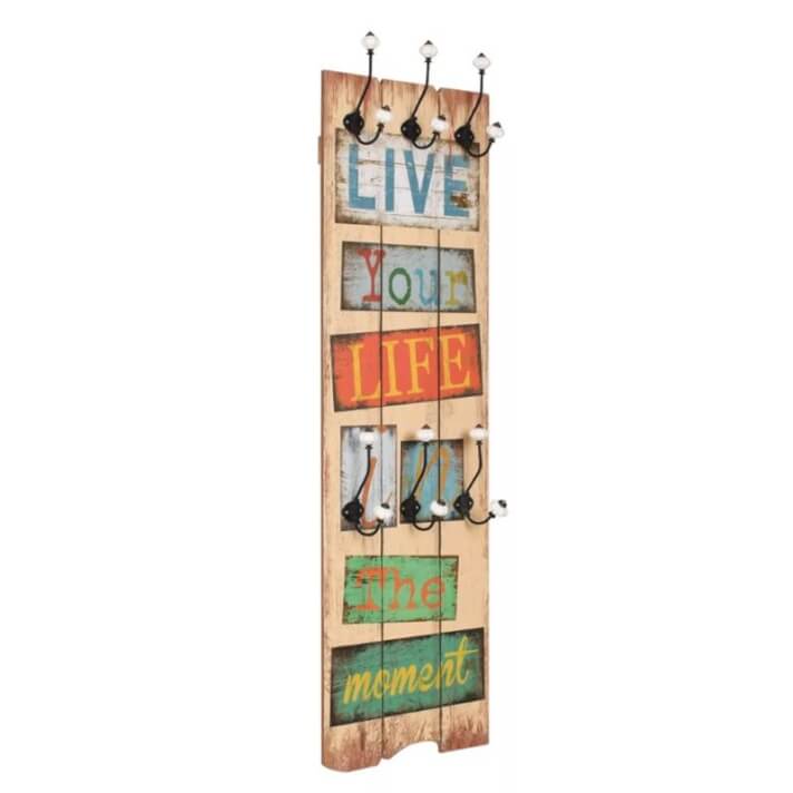 Perchero de pared ''Live your life in the moment'' VidaXL