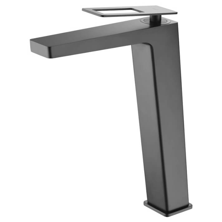 Grifo lavabo ca&ntilde;o alto Negro Mate Suecia Imex